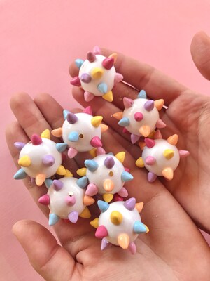 Confetti Spike Ball Earrings, Colorful Spike Pom earrings, pastel goth earrings, kawaii earrings, kawaii jewelry, cute earrings, pink - image2